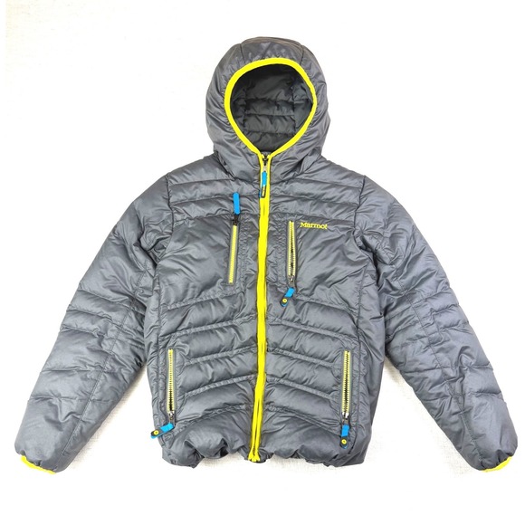 Marmot Other - Marmot Boys Large Gray 700 Fill Down Puffer Jacket Hooded Full Zip C97420